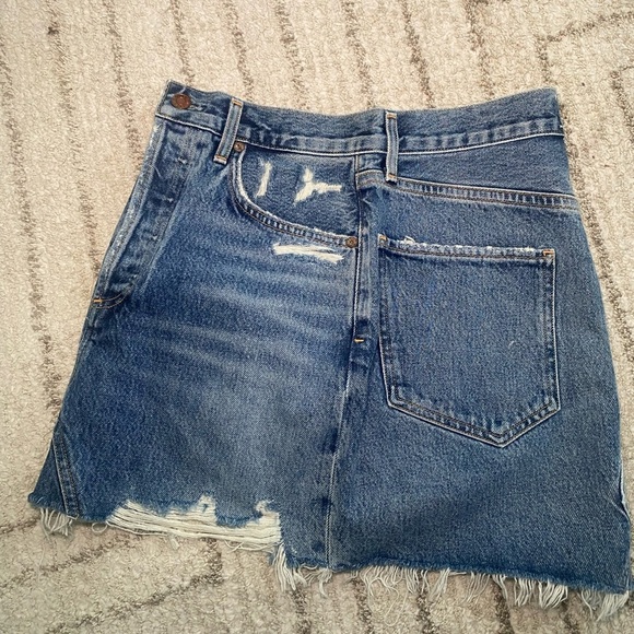 AGOLDE Distressed Button Front Denim Mini Skirt Size 25 - Picture 4 of 6